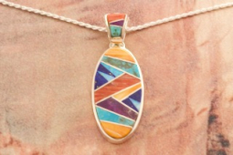 Calvin Begay Genuine Gemstones Sterling Silver Pendant